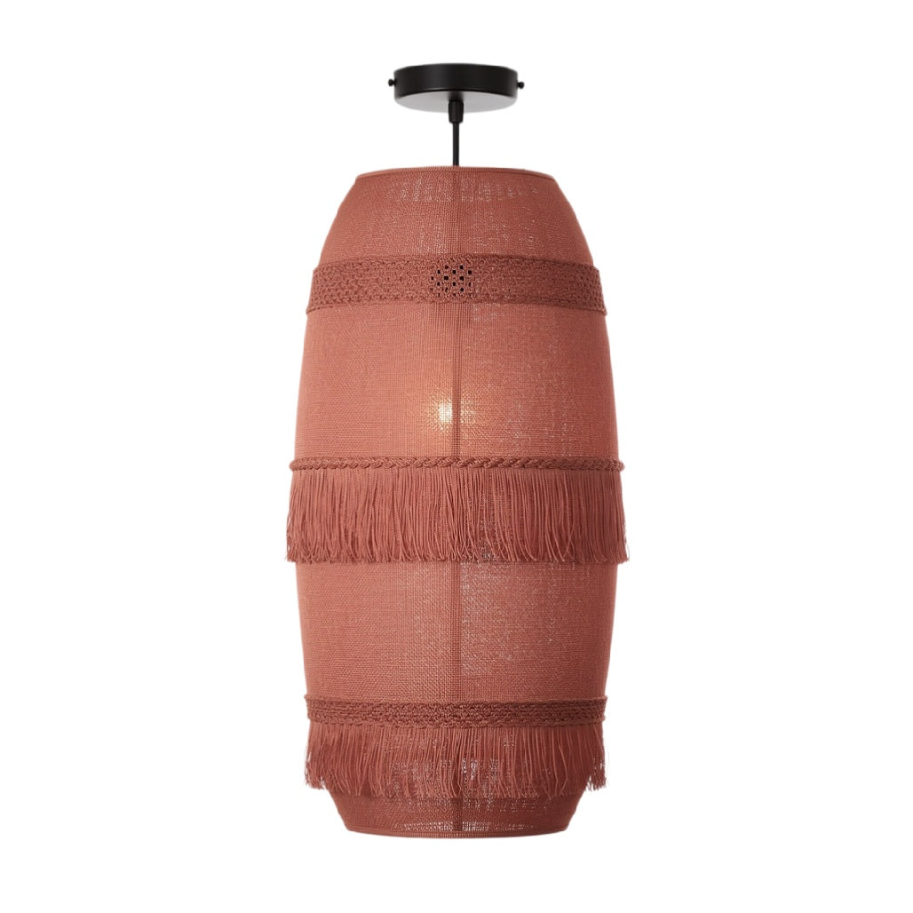 **Lampa wisząca z frędzlami w kształcie beczki**